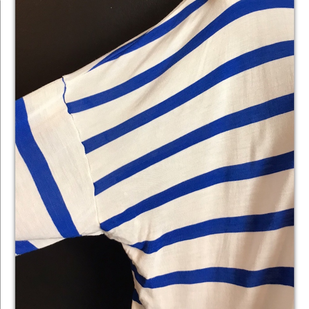 VINCE Top Tee Shirt Striped Blue White Long Sleeve Nautical - Picture 5 of 8